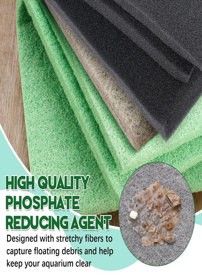 Treela 4 Pcs 18 x 10 Inch Aquarium Filter Pads Ammonia Phosphate Nitrite Remover Reducer Filter Pads Cut-to-fit for Aquariums & Ponds Fish Tank Accessories (Green,Gray,Khaki,Black) - Image 3